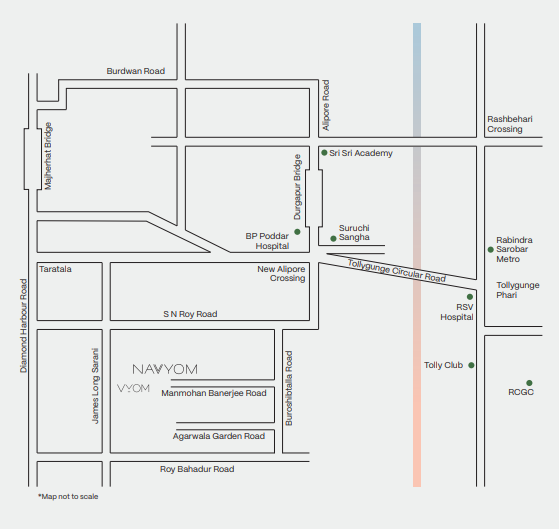 Navyom location map — Off New Alipore, South Kolkata